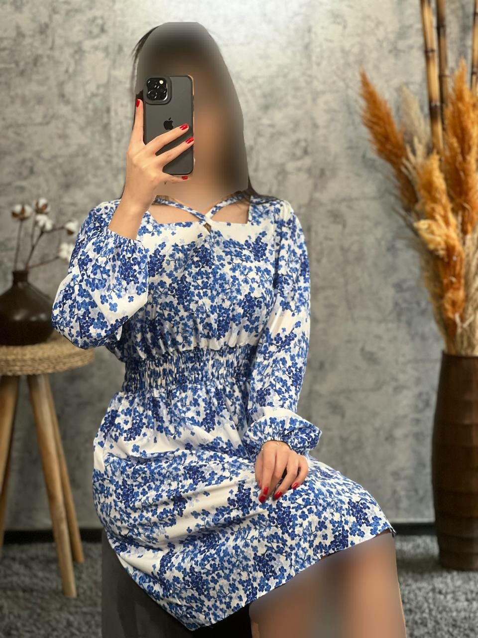 پیراهن فلور یقه ضربدری 1033