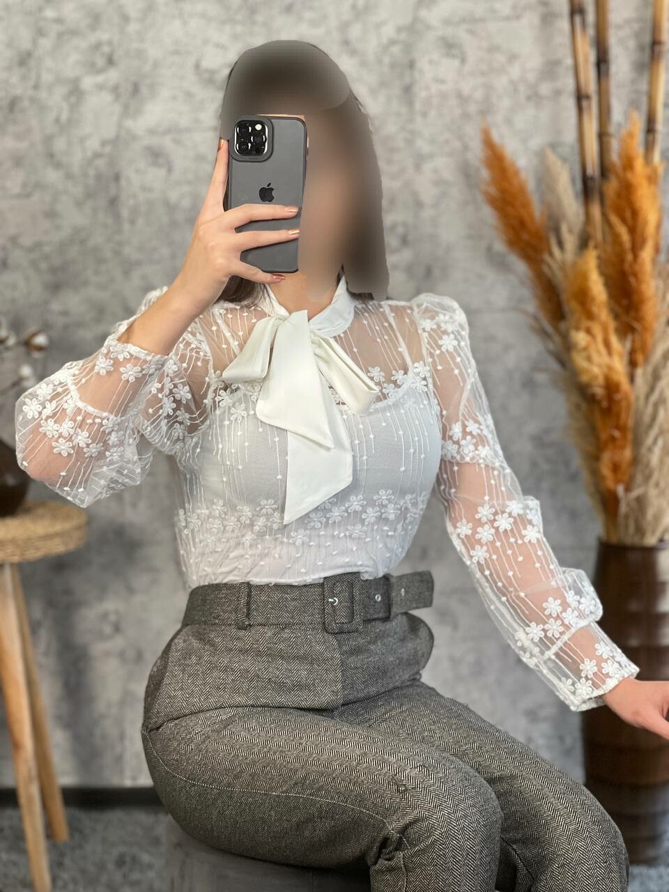 شومیز دانتل ترک گل ریز 1064