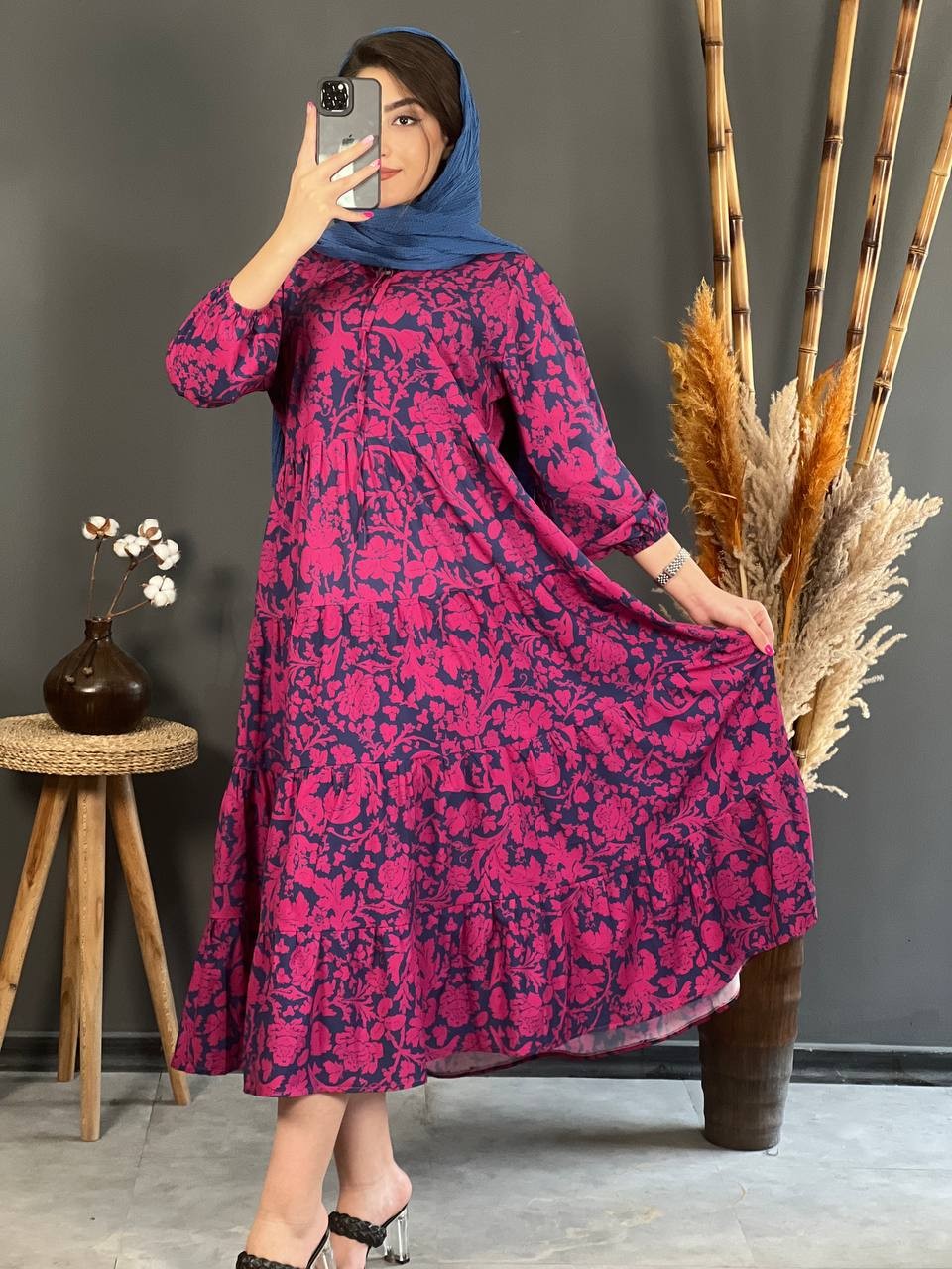 پیراهن فلور چین دار 1140