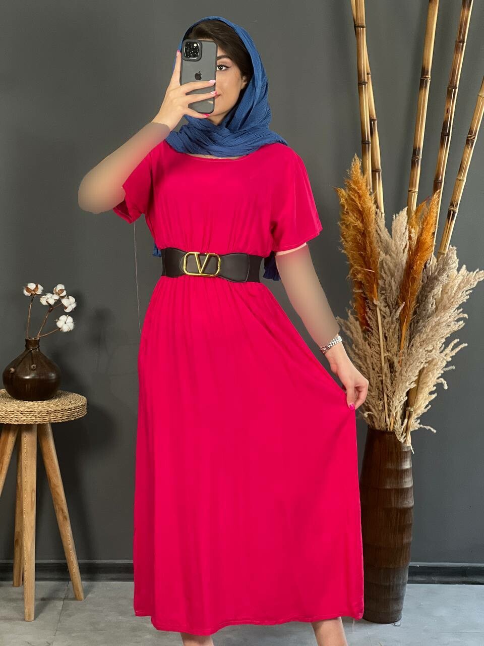 پیراهن نخی یقه گرد 1151