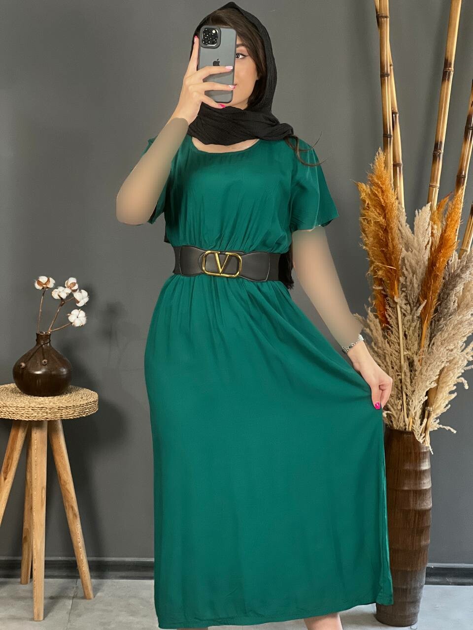 پیراهن نخی یقه گرد 1151