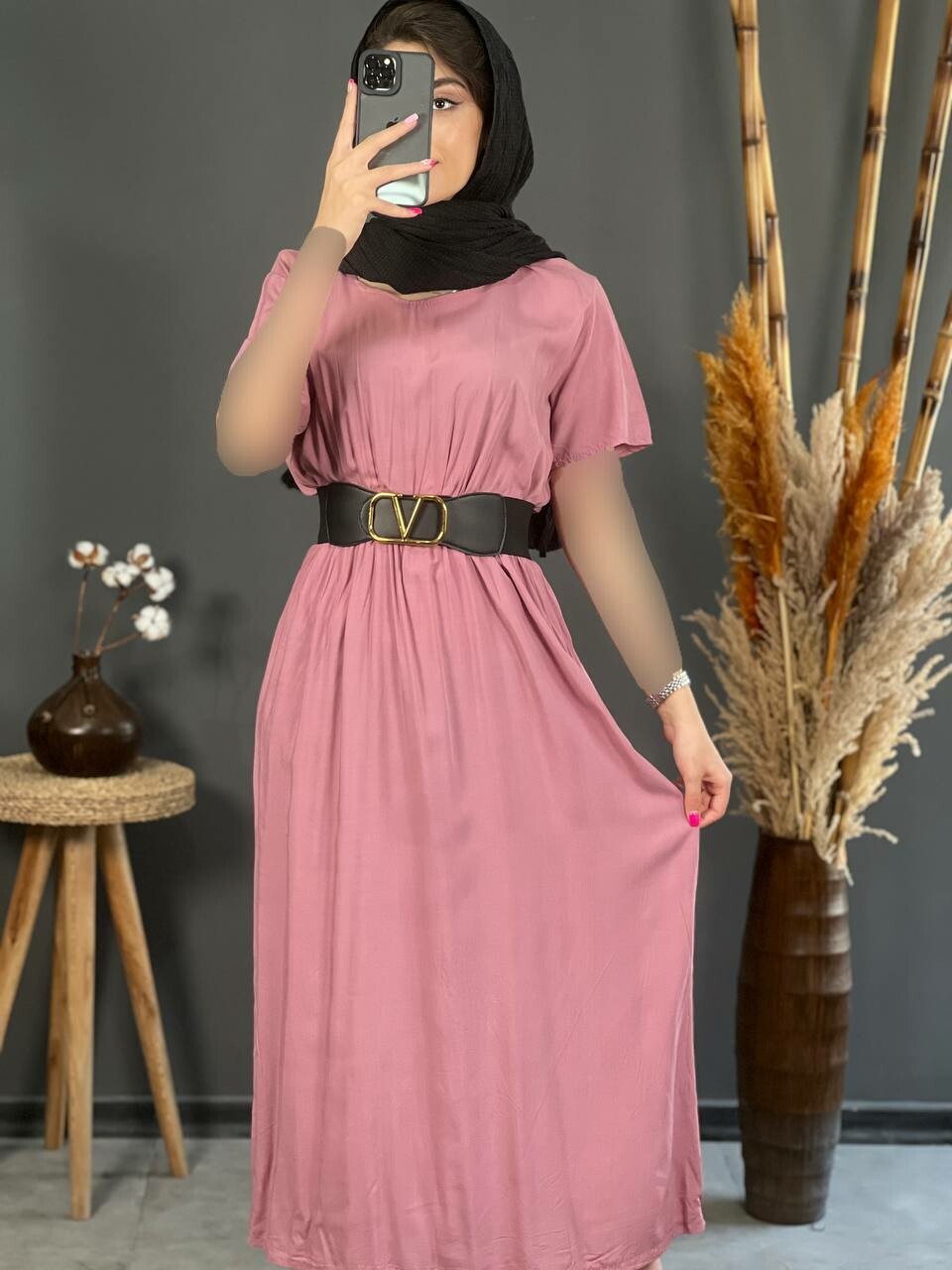 پیراهن نخی یقه گرد 1151