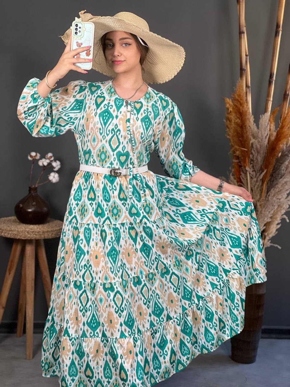 پیراهن فلور چین دار 1159