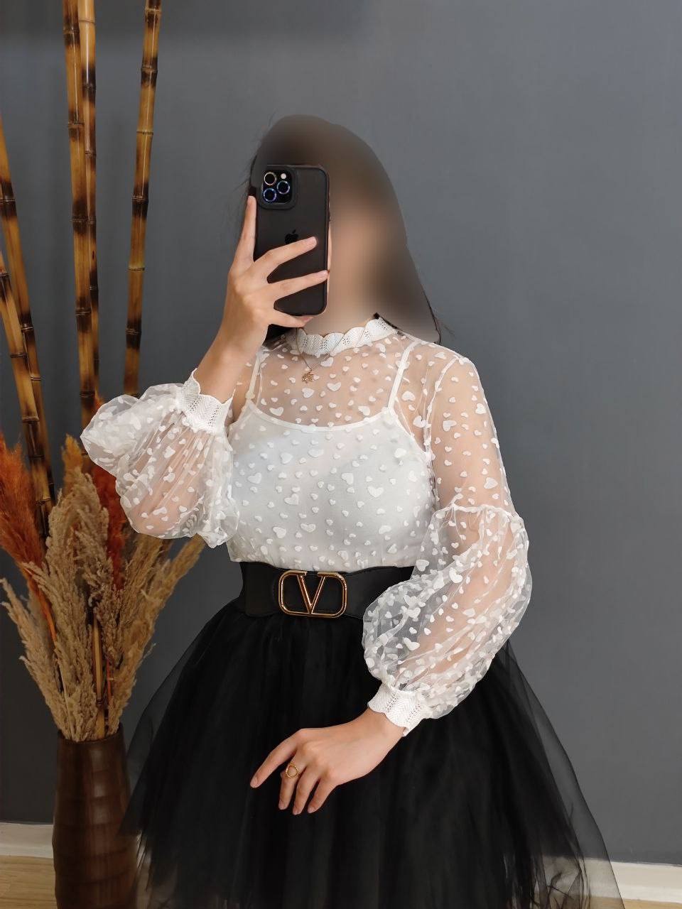 شومیز قلب مخملکوب 1114