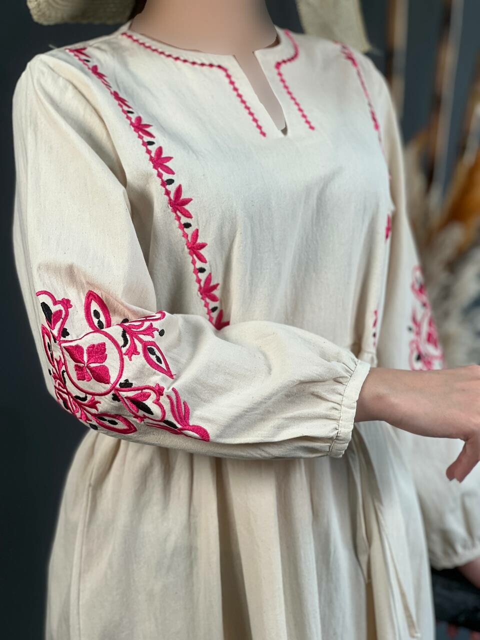 پیراهن لینن گلدوزی ترلان 1160