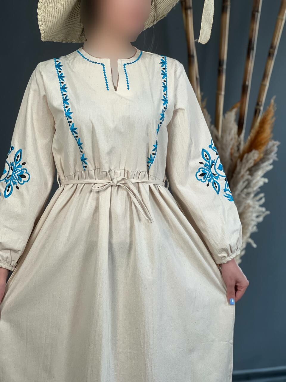 پیراهن لینن گلدوزی ترلان 1160
