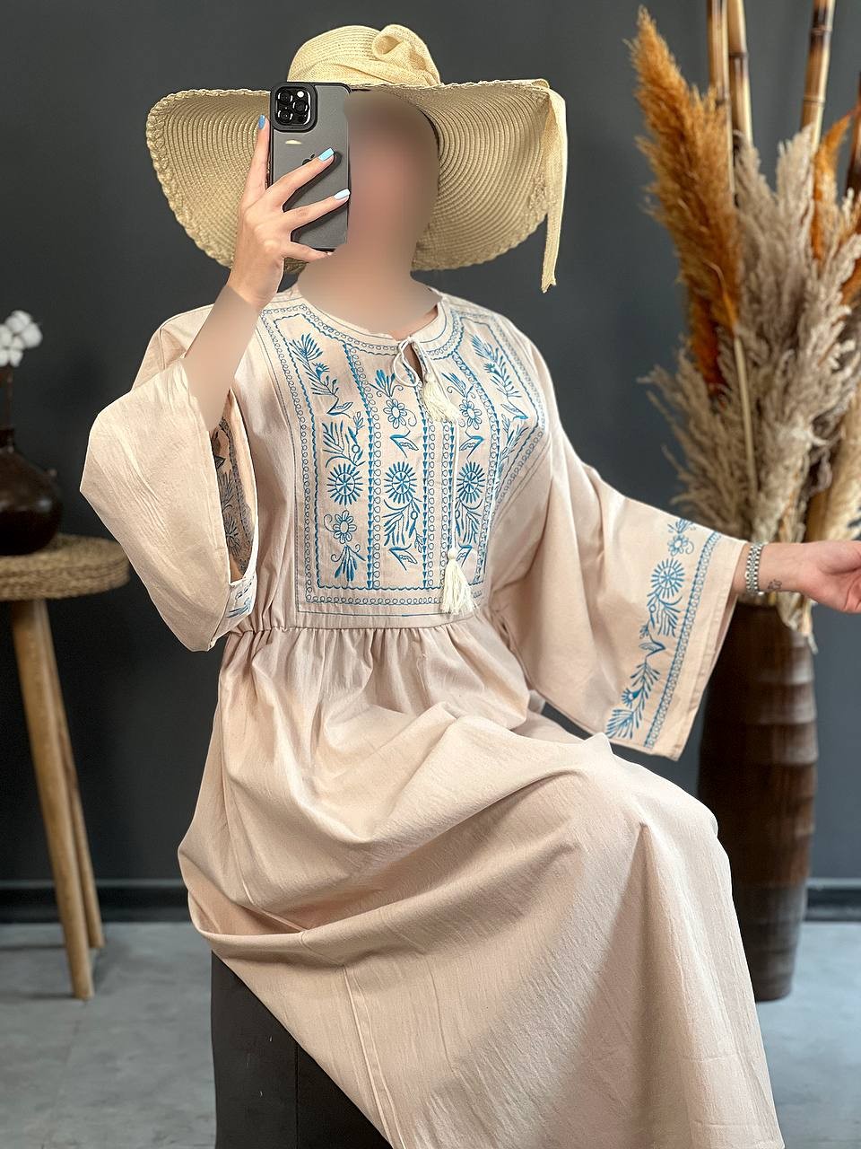 پیراهن لینن گلدوزی رها 1164
