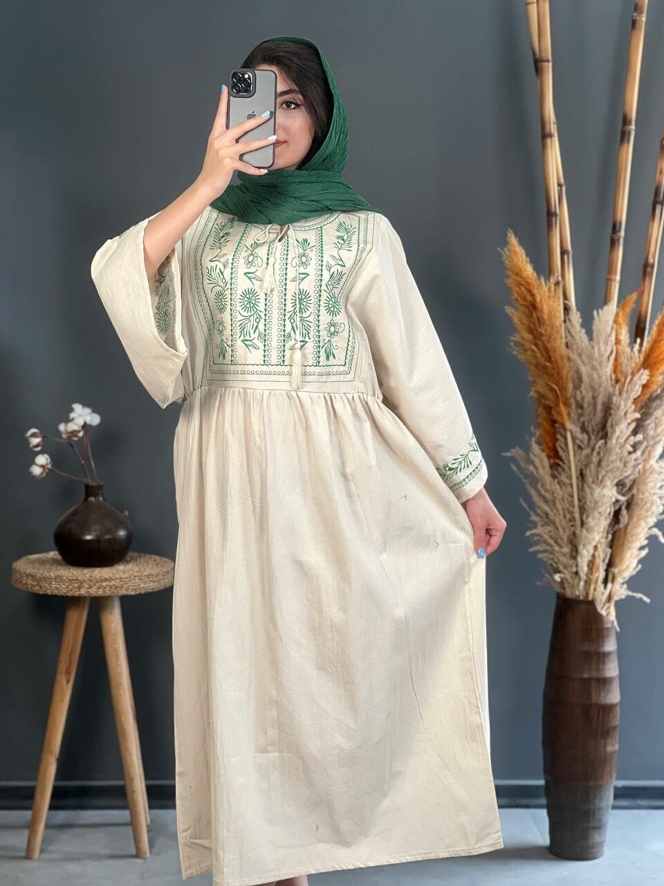 پیراهن لینن گلدوزی رها 1164