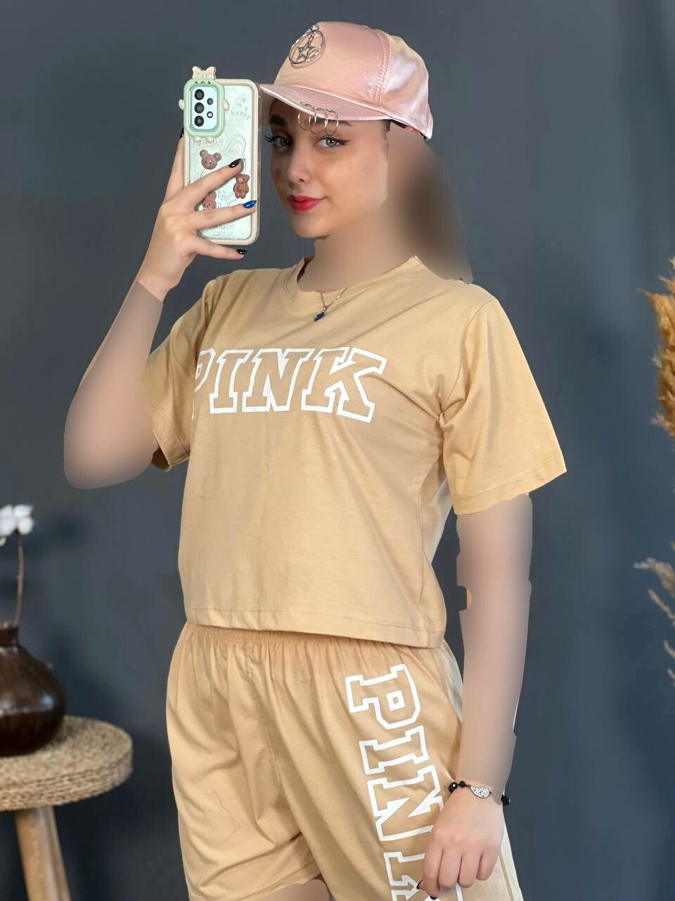 ست تیشرت شلوارک پینک 1178