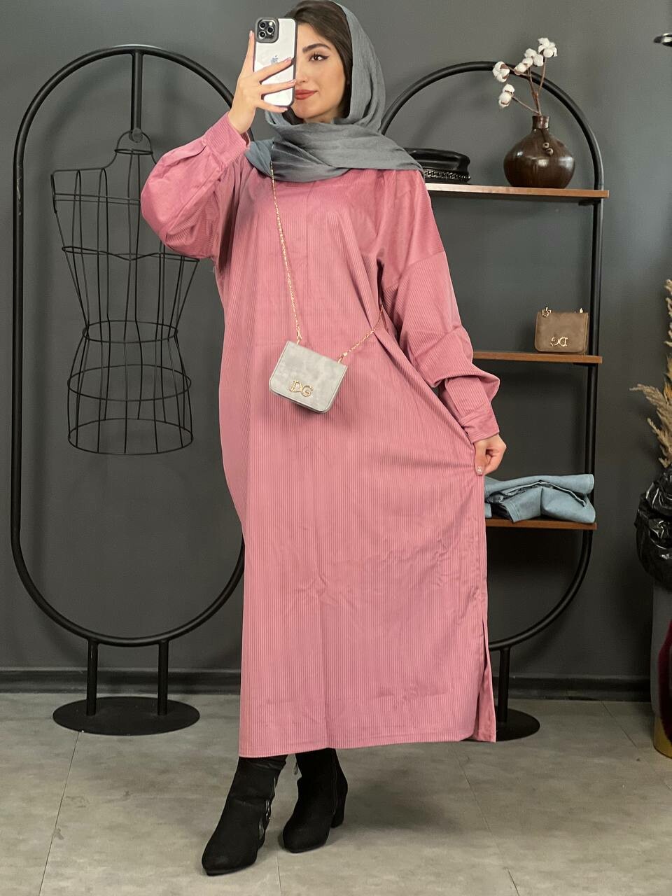 پیراهن مخمل کبریتی صبا کد 1345