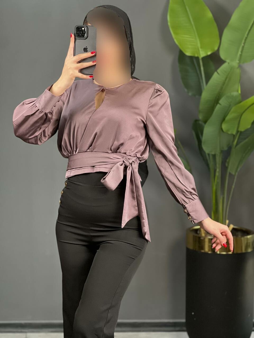 شومیز ساتن جلو گره کد 1458