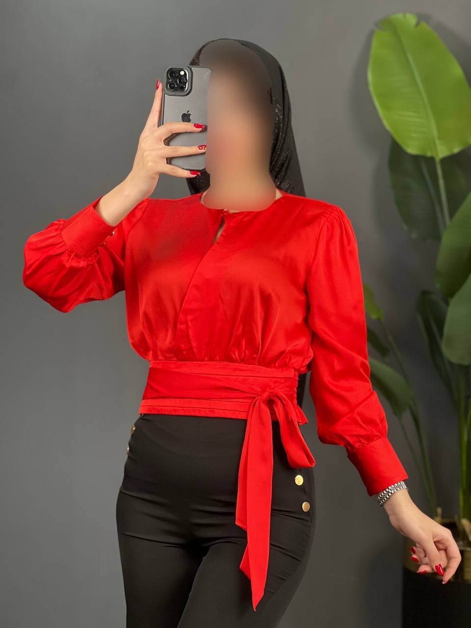شومیز ساتن جلو گره کد 1458