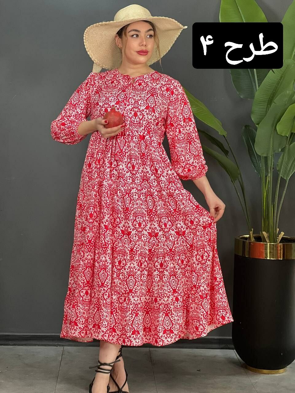 پیراهن فلور چین دار کد 1520