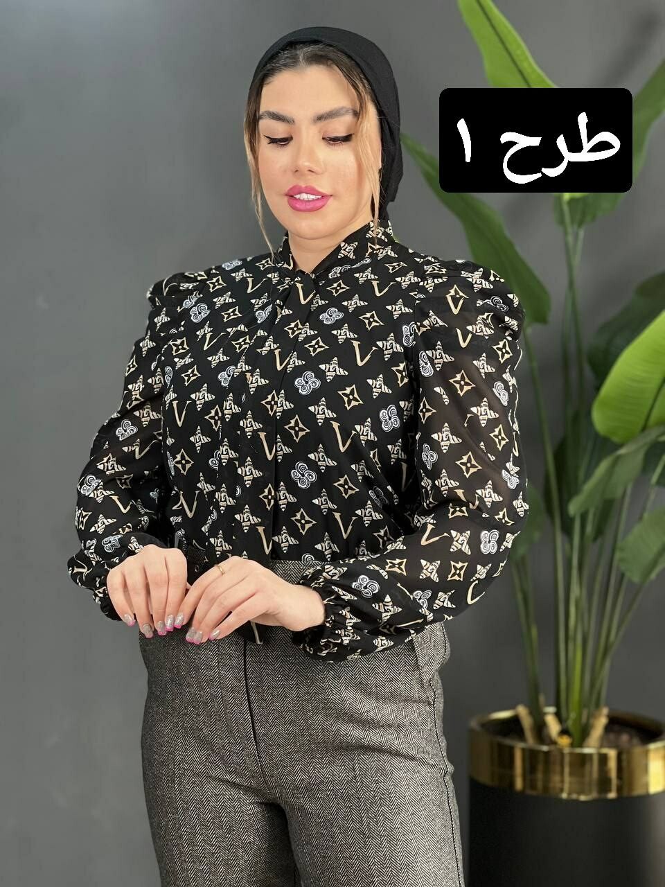 شومیز حریر آستین پف کد 1578