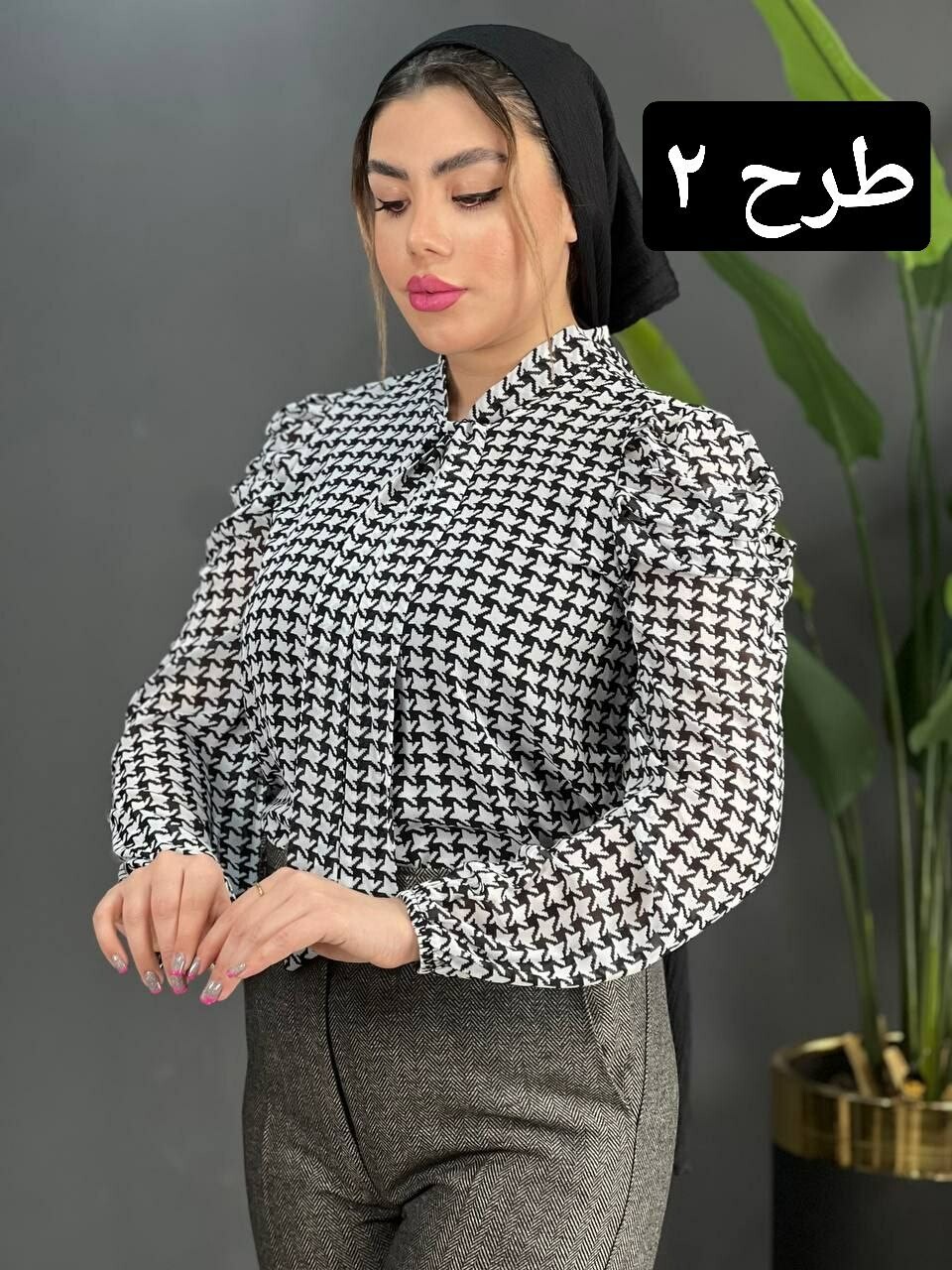 شومیز حریر آستین پف کد 1578