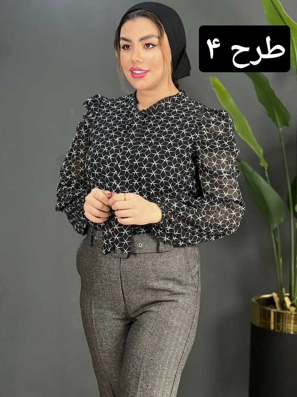 شومیز حریر آستین پف کد 1578