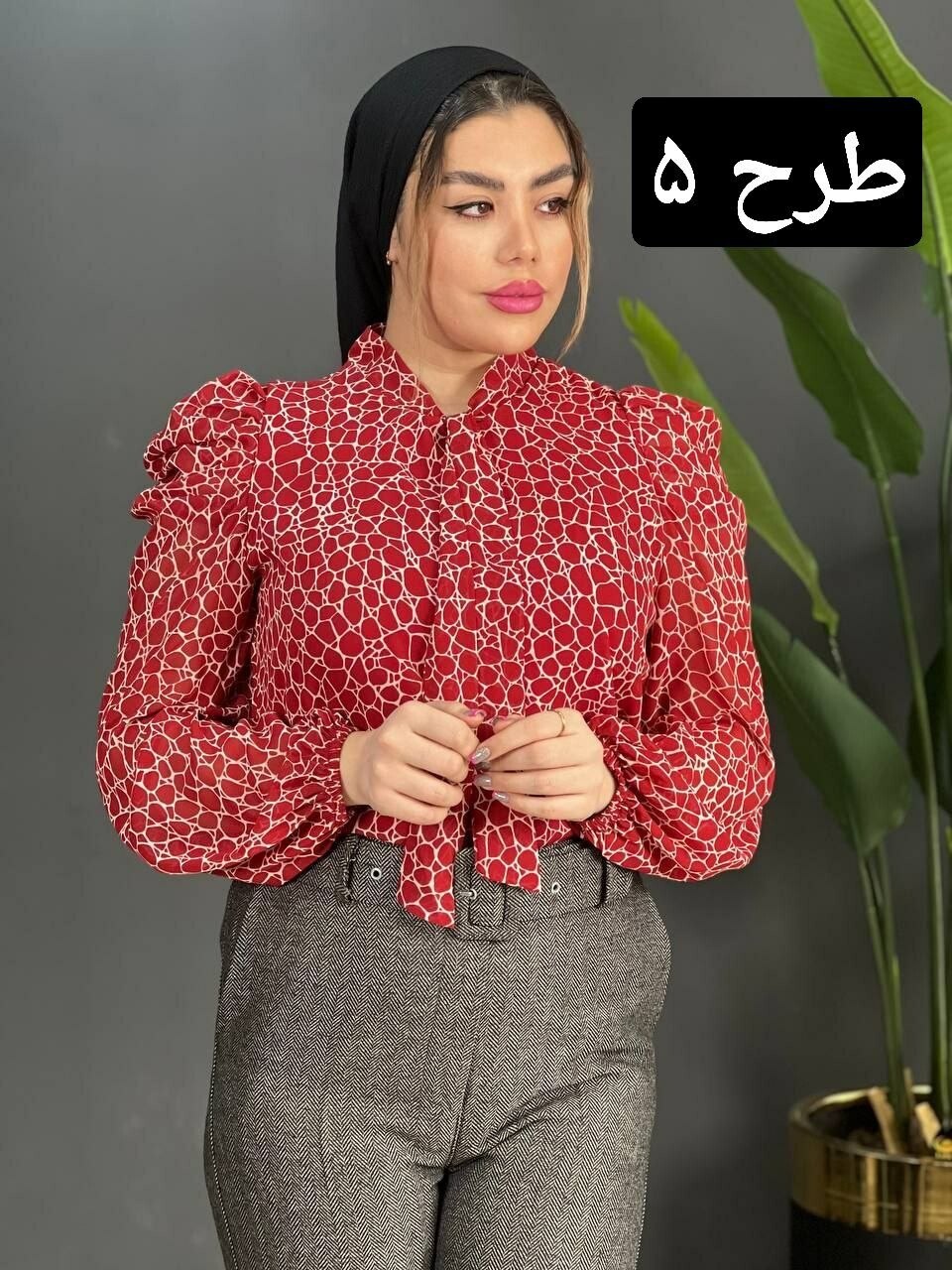 شومیز حریر آستین پف کد 1578