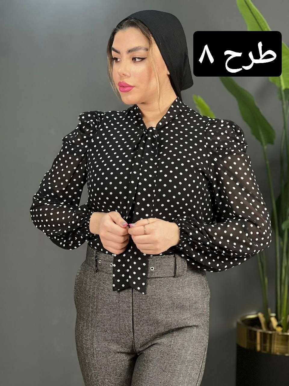 شومیز حریر آستین پف کد 1578