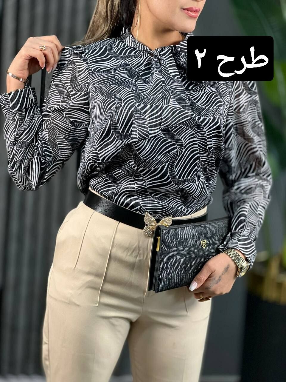 شومیز کریشه پاپیونی کد 1655