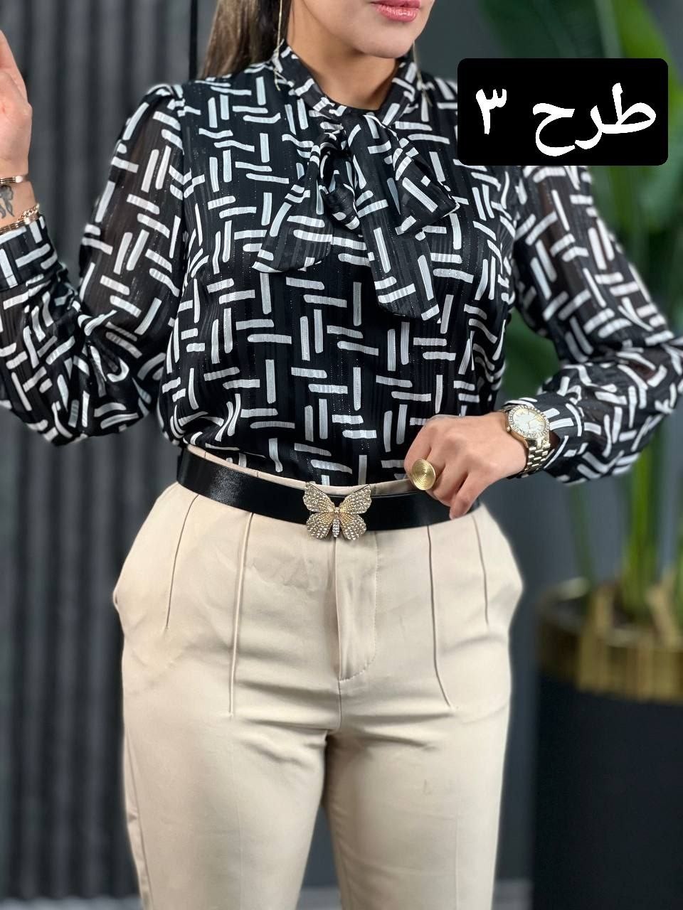 شومیز کریشه پاپیونی کد 1655
