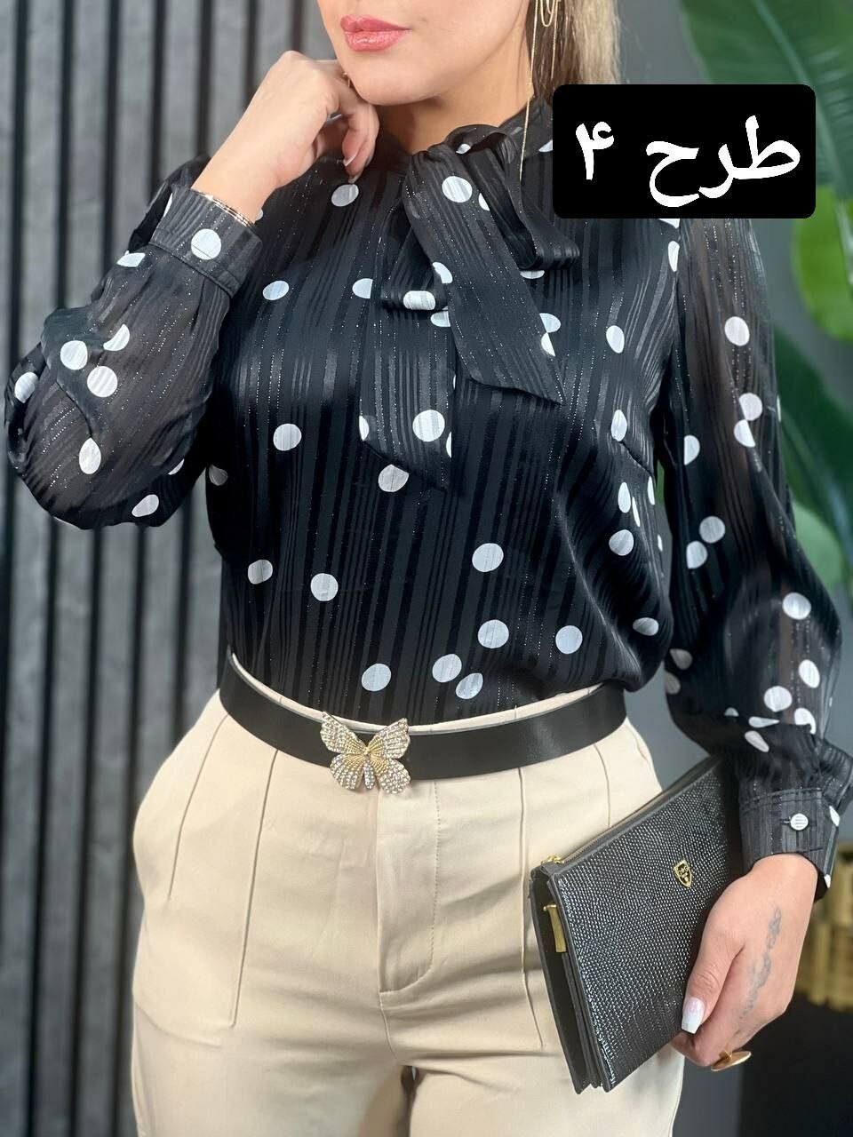 شومیز کریشه پاپیونی کد 1655
