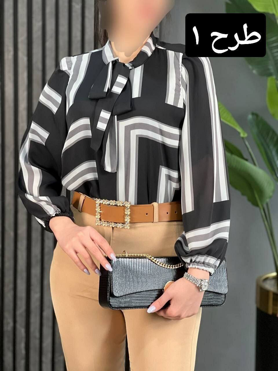 شومیز حریر آستین پف کد 1668