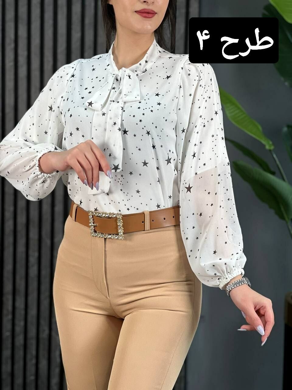 شومیز حریر آستین پف کد 1668