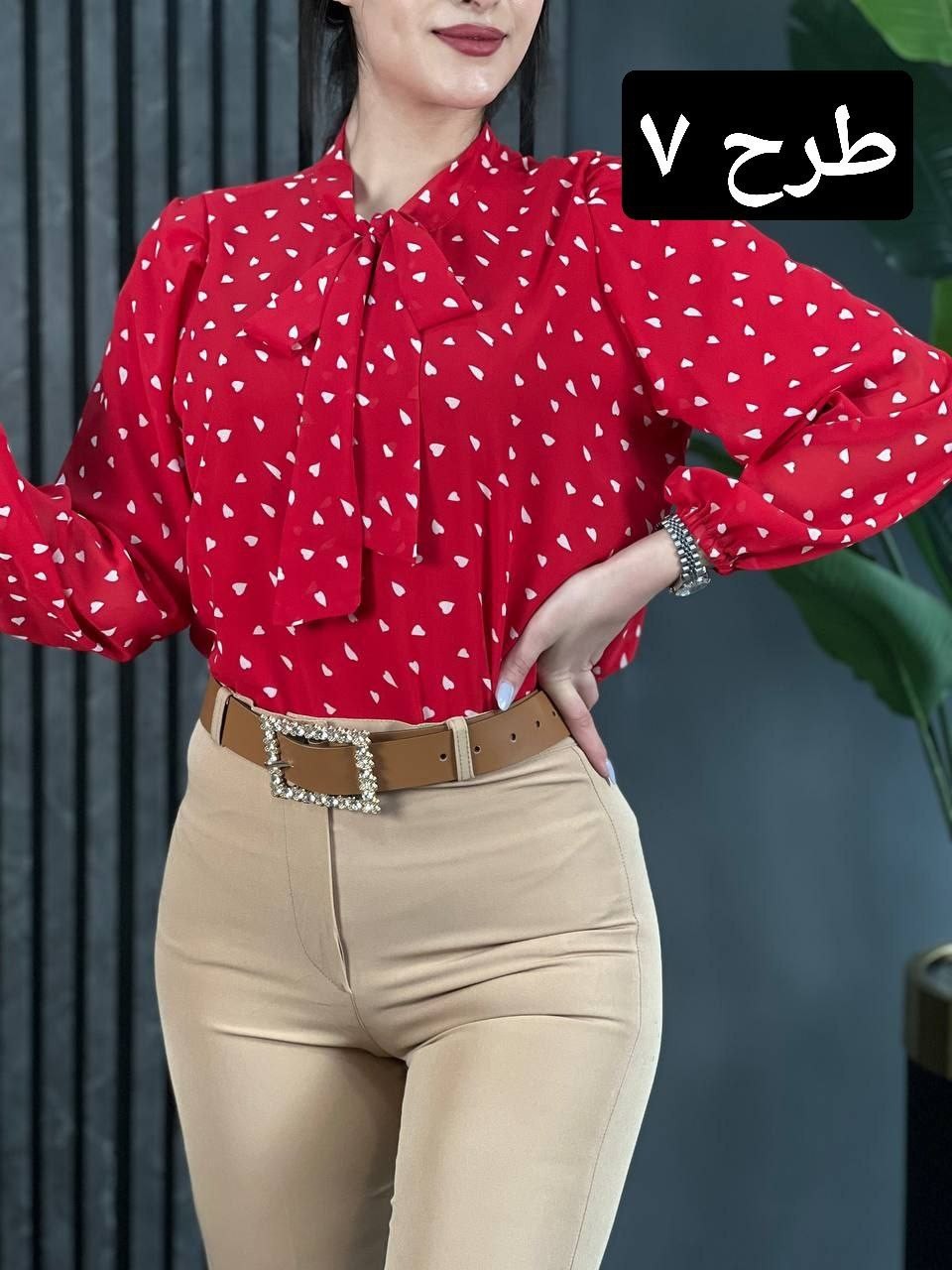 شومیز حریر آستین پف کد 1668