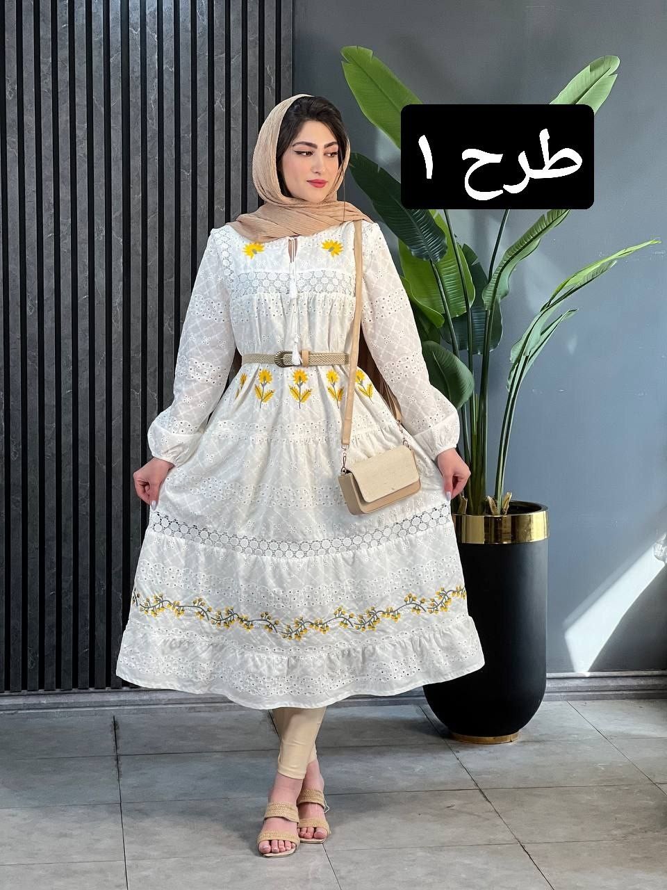 پیراهن دانتل گندم کد 1705