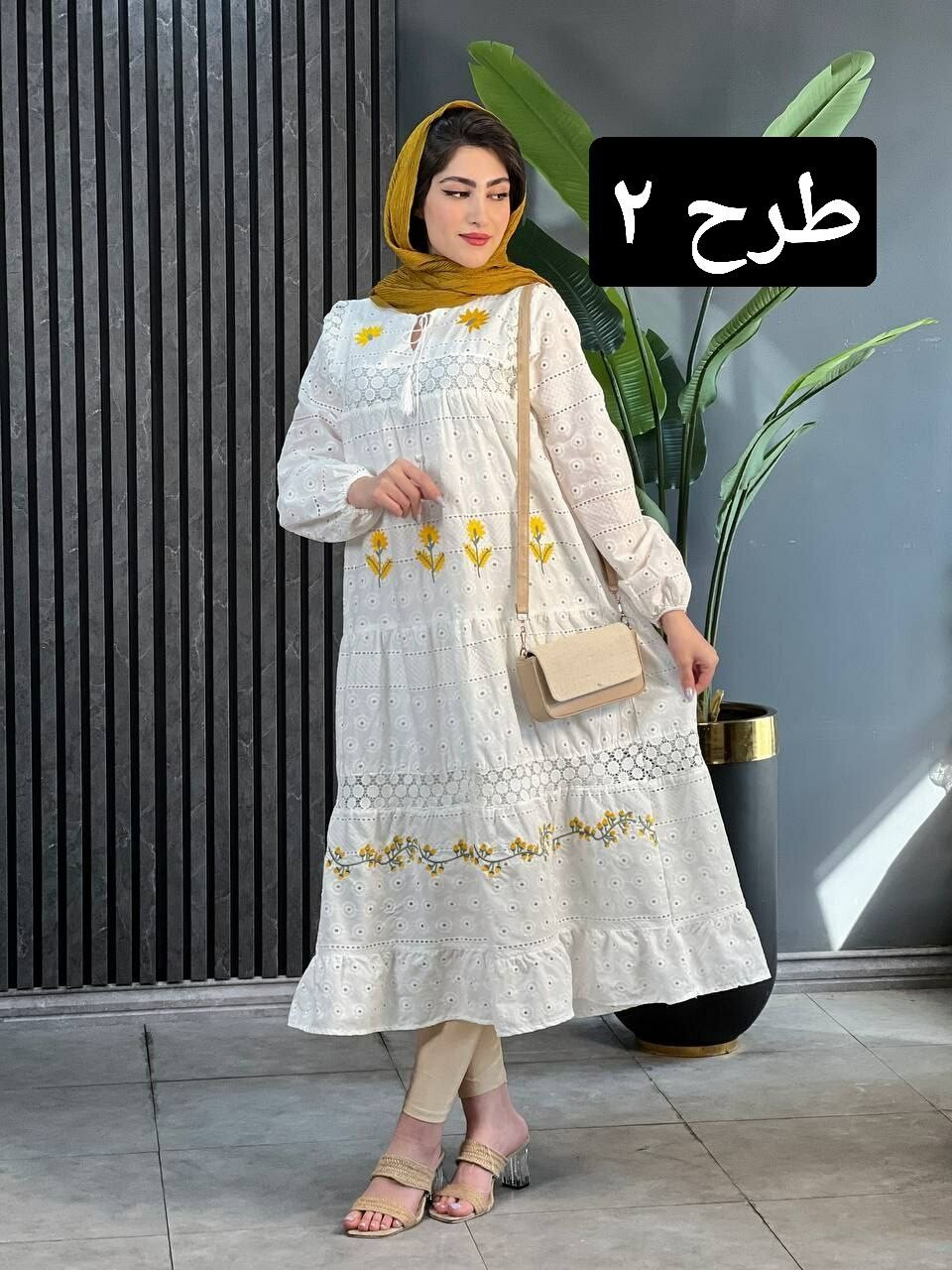 پیراهن دانتل گندم کد 1705