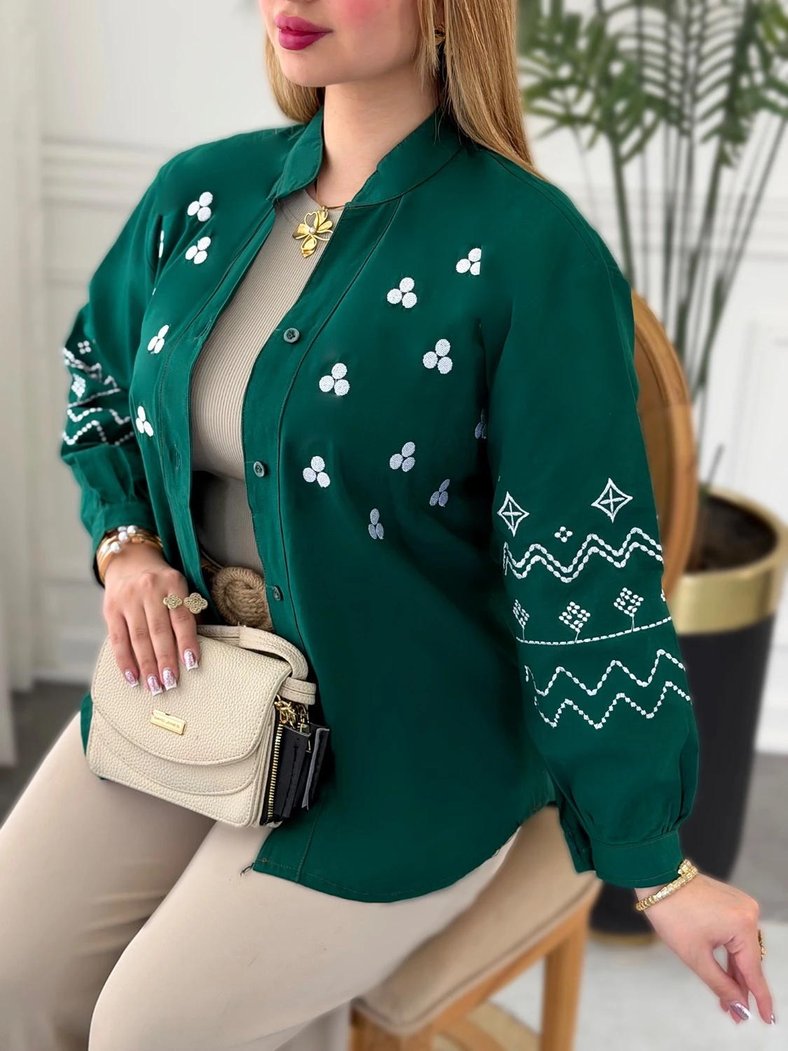 شومیز کژوال زنانه مدل دارچین