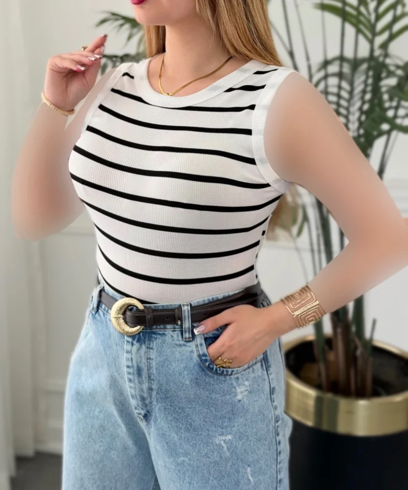 کراپ یقه گرد زنانه مدل فانریپ