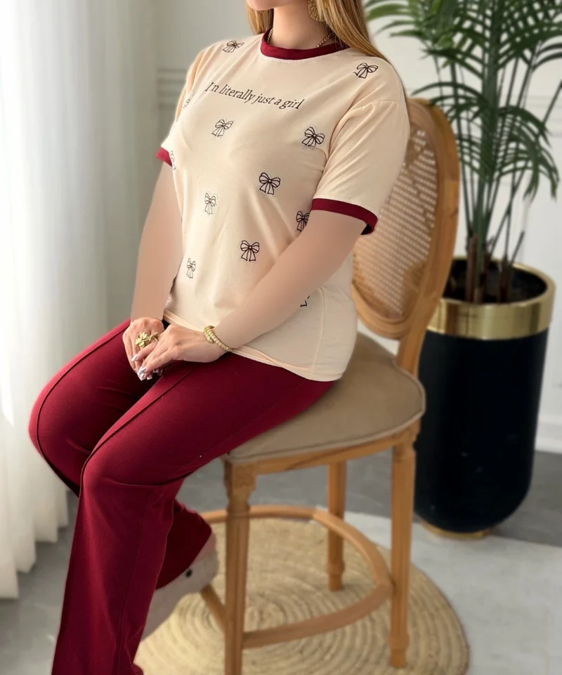 ست خانگی السانا زنانه پارچه پنبه نگینی