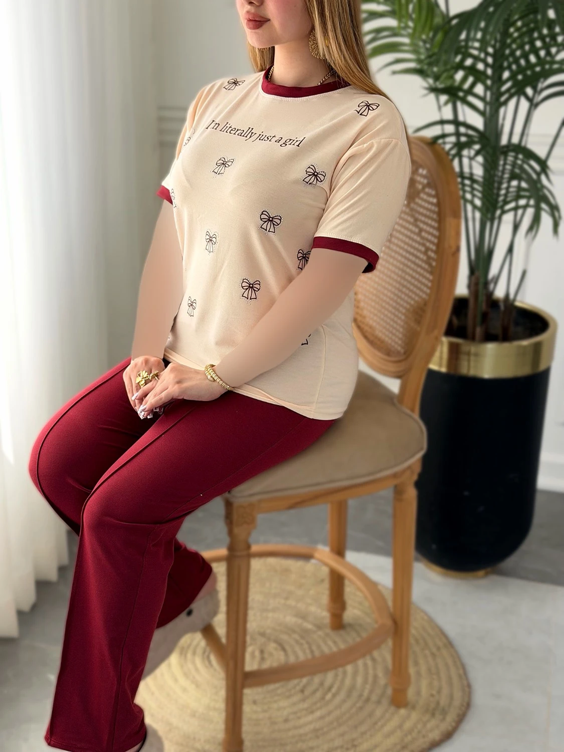 ست خانگی السانا زنانه پارچه پنبه نگینی