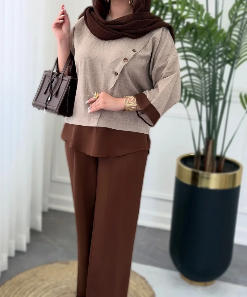 ست کژوال مهرسا 0582 - قهوه ای
