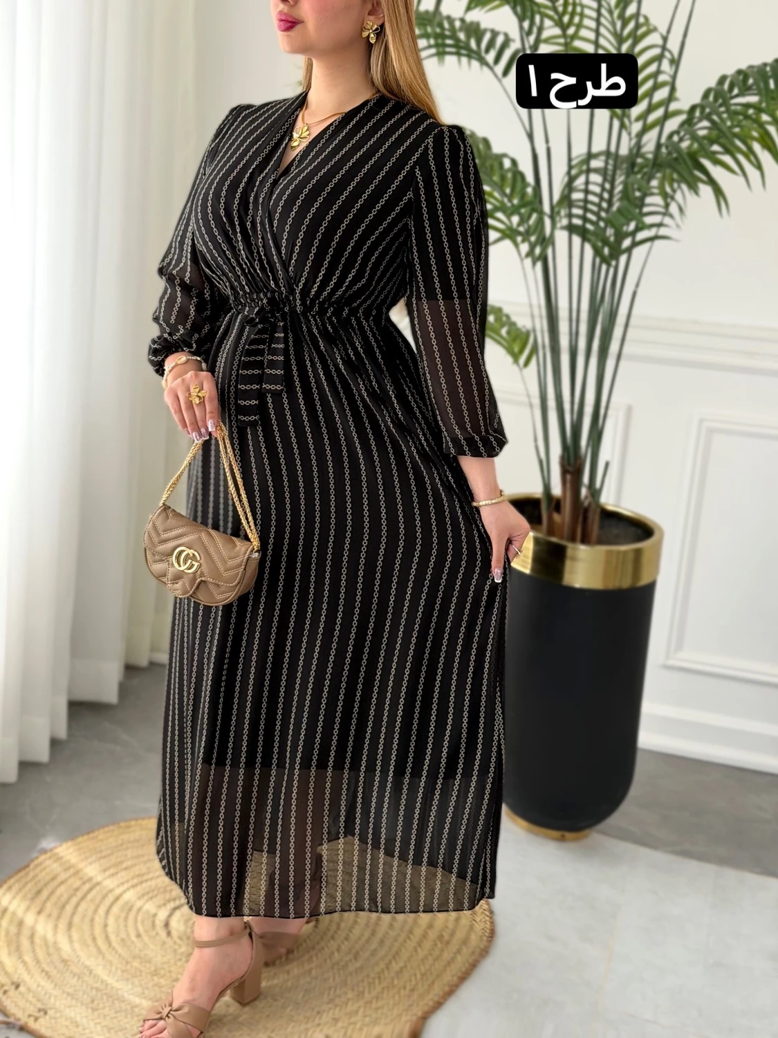پیراهن روزمره شاین زنانه با جنس حریر آستردار شیک