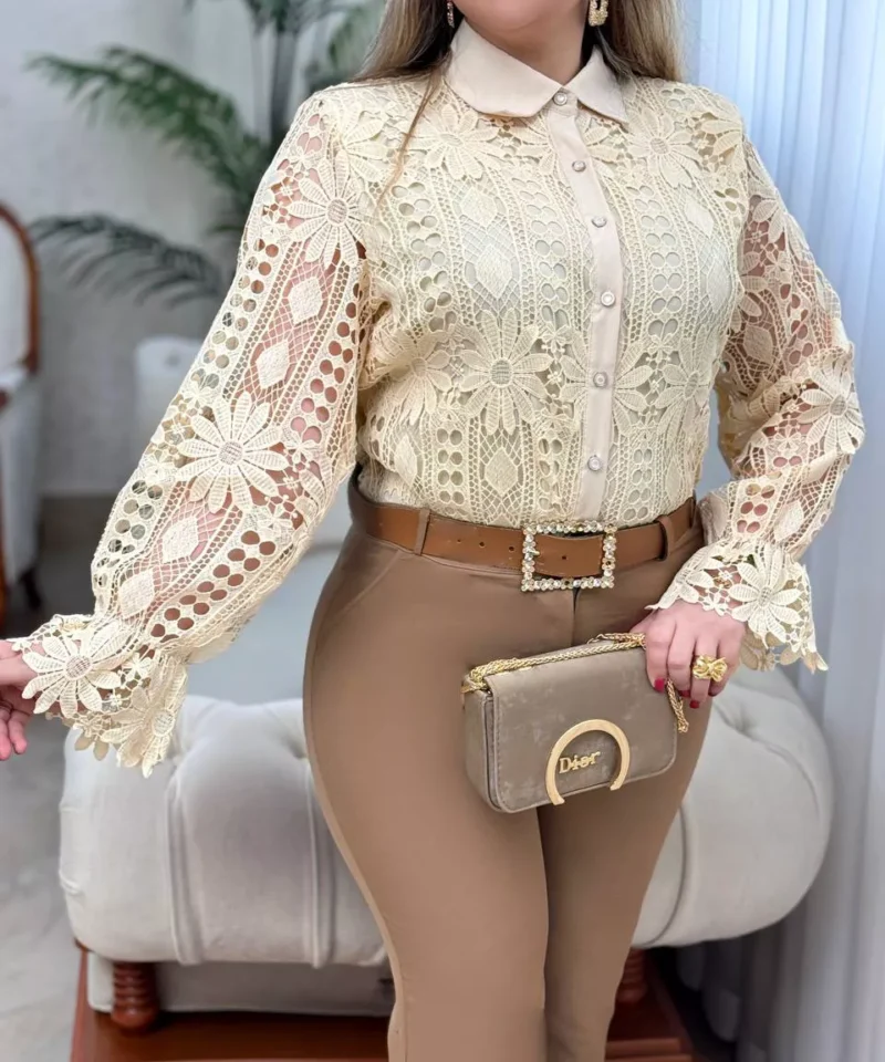 شومیز دانتل رونیکا - سفید