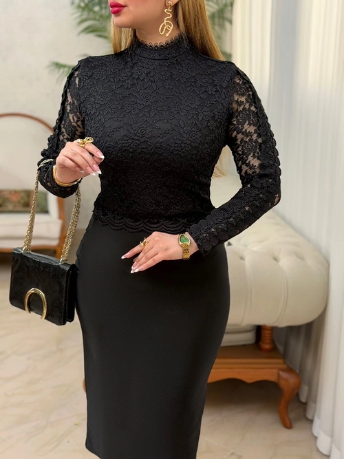 شومیز دانتل صدف - مشکی