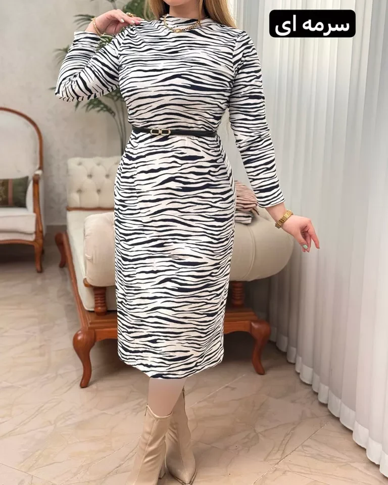 تصویر پیراهن زبرا با جنس مخمل وارداتی داخل کرک