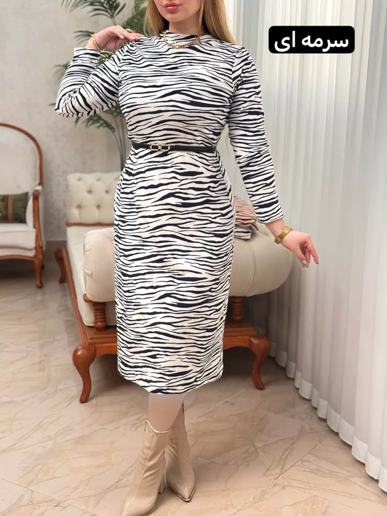تصویر پیراهن زبرا با جنس مخمل وارداتی داخل کرک