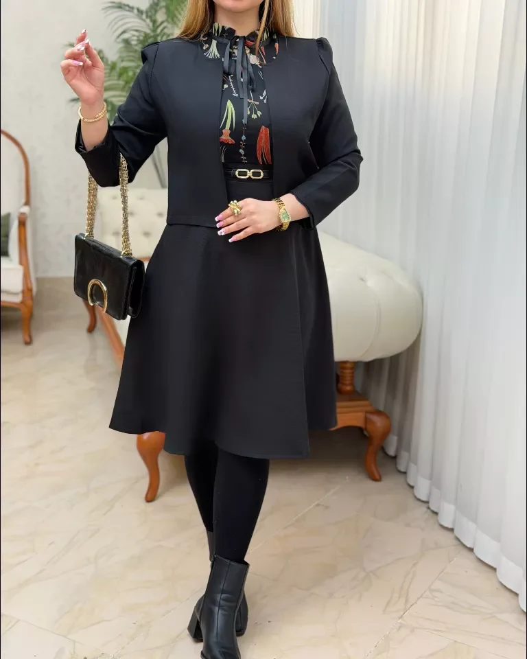 پیراهن کرپ سالومه وارداتی - مشکی