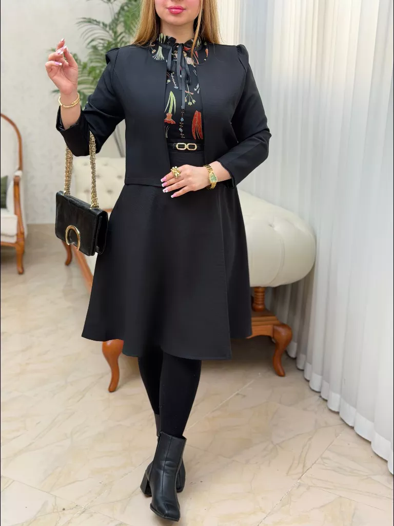 پیراهن کرپ سالومه وارداتی - مشکی