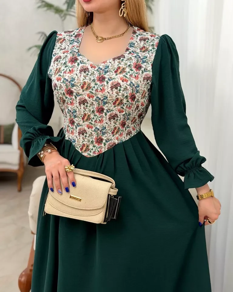پیراهن ابرو بادی سوزن دوزی پروانه - سبز