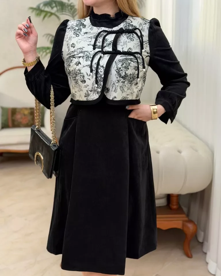 عکس پارچه مخمل و ژاکارد پیراهن مهسا