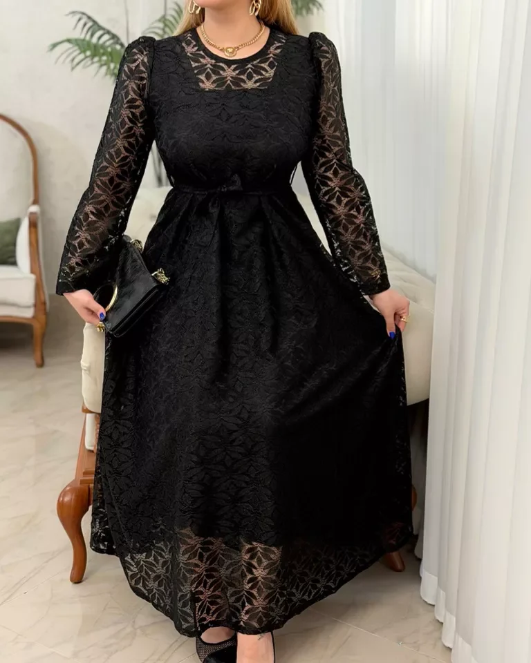 تصویر پیراهن ژیلا با برش کلوش و قد بلند