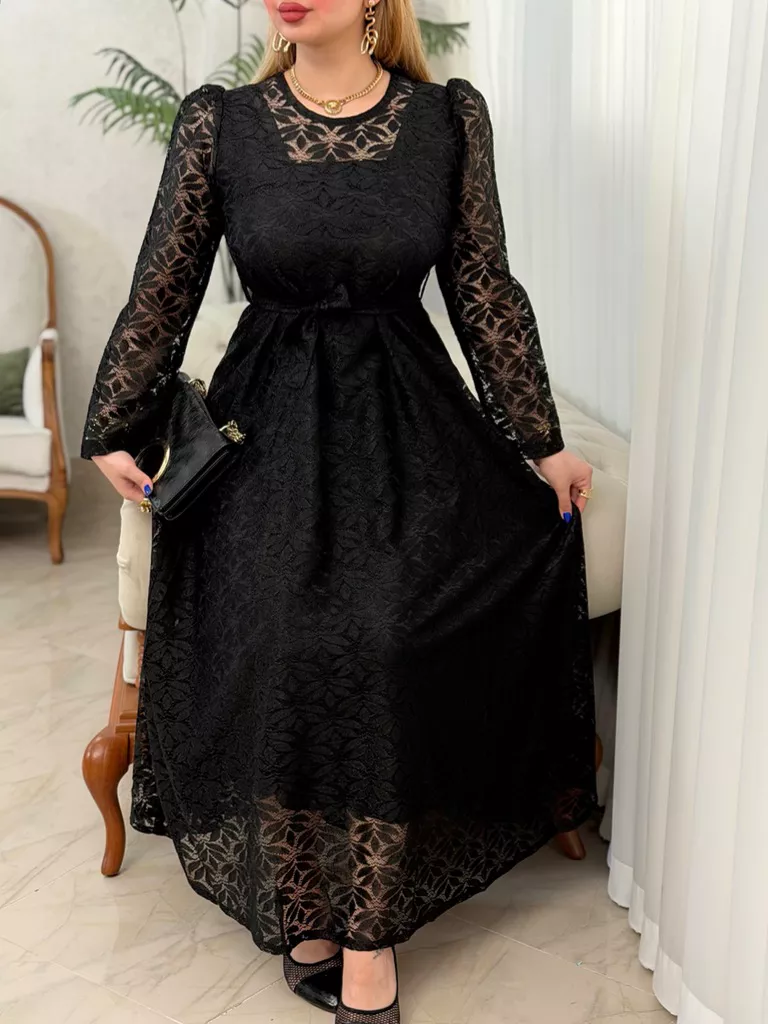 تصویر پیراهن ژیلا با برش کلوش و قد بلند