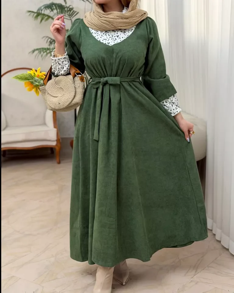 پیراهن مخمل کبریتی ایتالیایی شادی - سبز