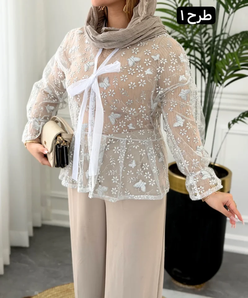 عکس شومیز زنانه تور طرحدار ناهید