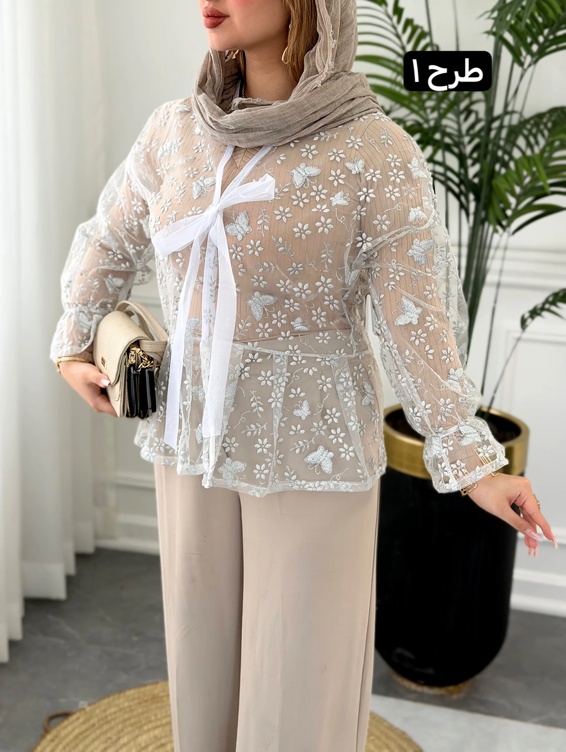 عکس شومیز زنانه تور طرحدار ناهید