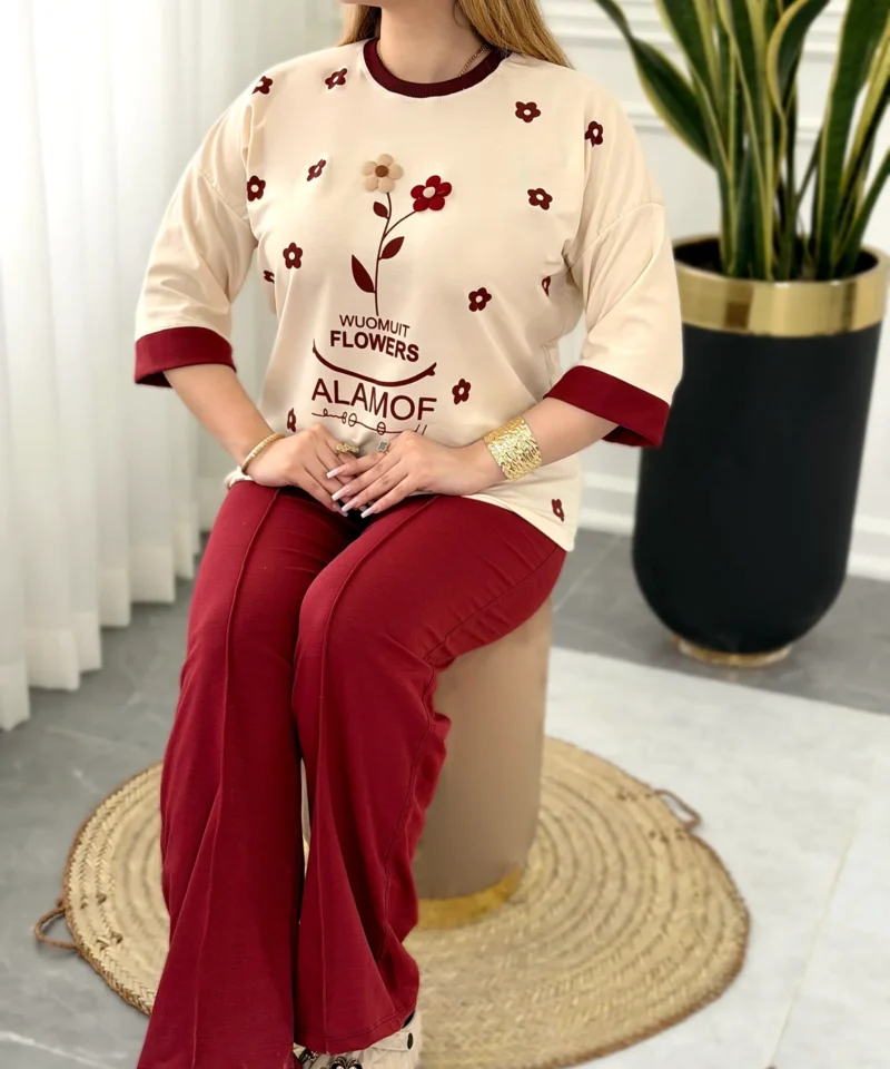 ست گلی زنانه دورس پنبه گلکسی